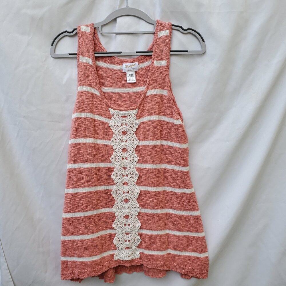 Wrangler Crochet Lace Accent Sleeveless Knit Tank M